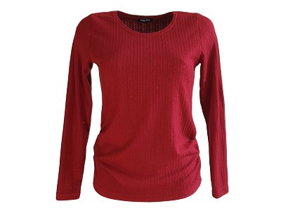 Červený hladký svetr s gumičkami na bocích - vel.38